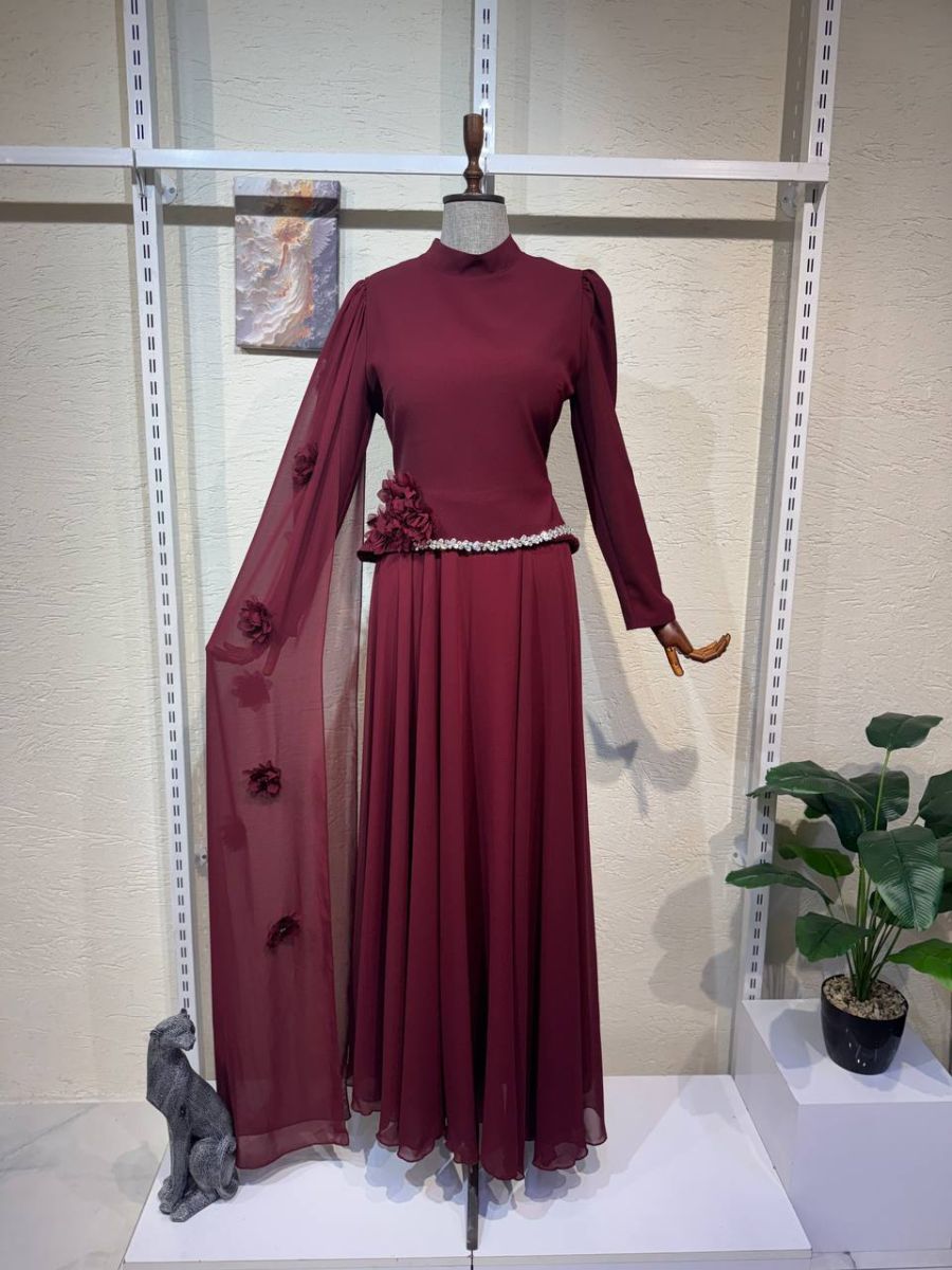 0037 BORDO RENK ABİYE