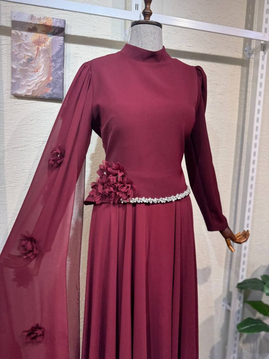 0037 BORDO RENK ABİYE