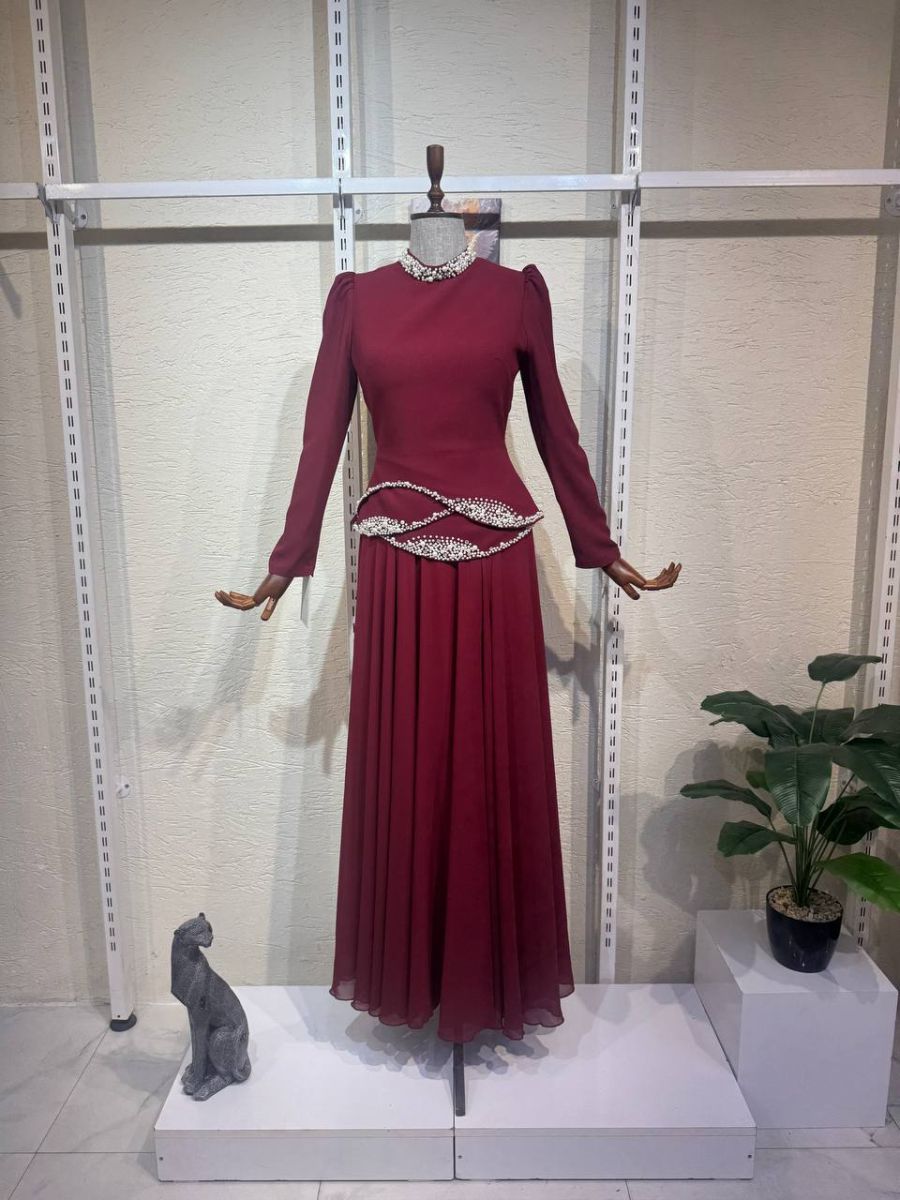 0039 BORDO RENK ABİYE