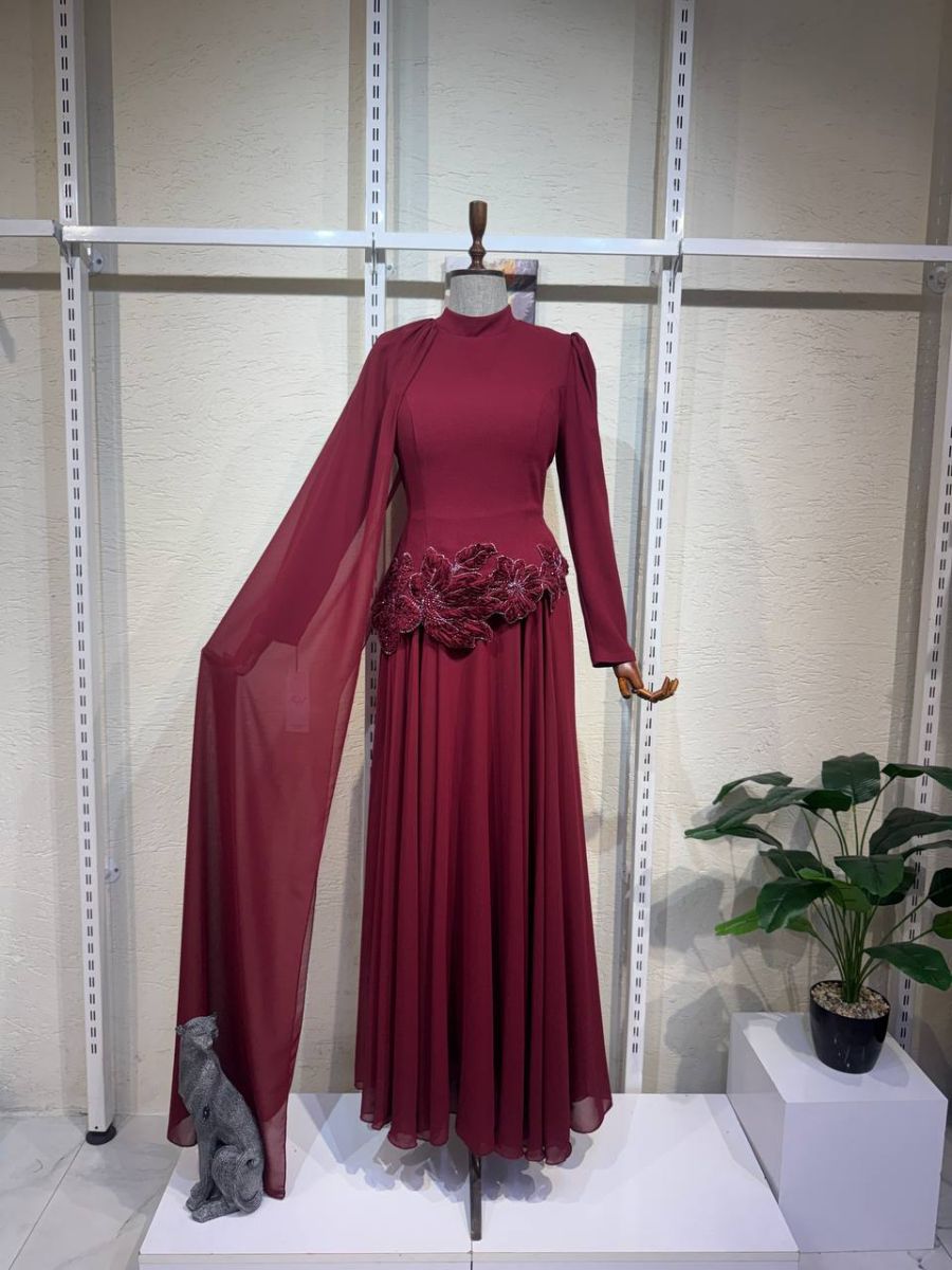 0043 BORDO RENK ABİYE